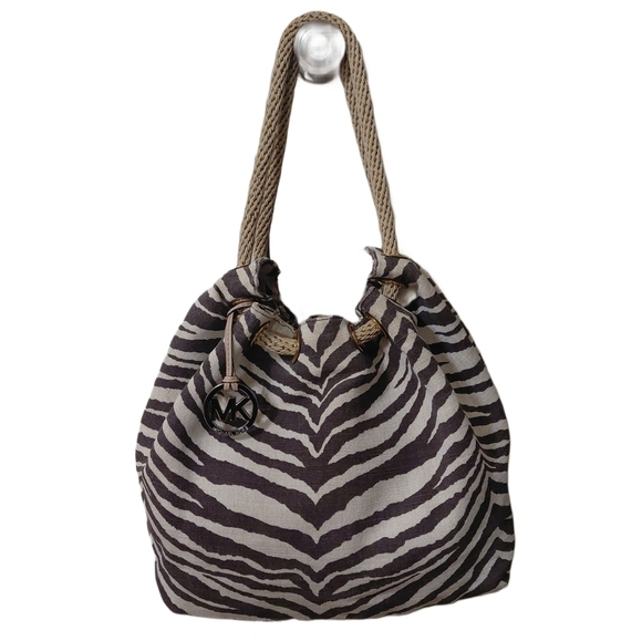 MICHAEL Michael Kors Handbags - Michael Kors Zebra Print Canvas Shoulder Bag Satchel